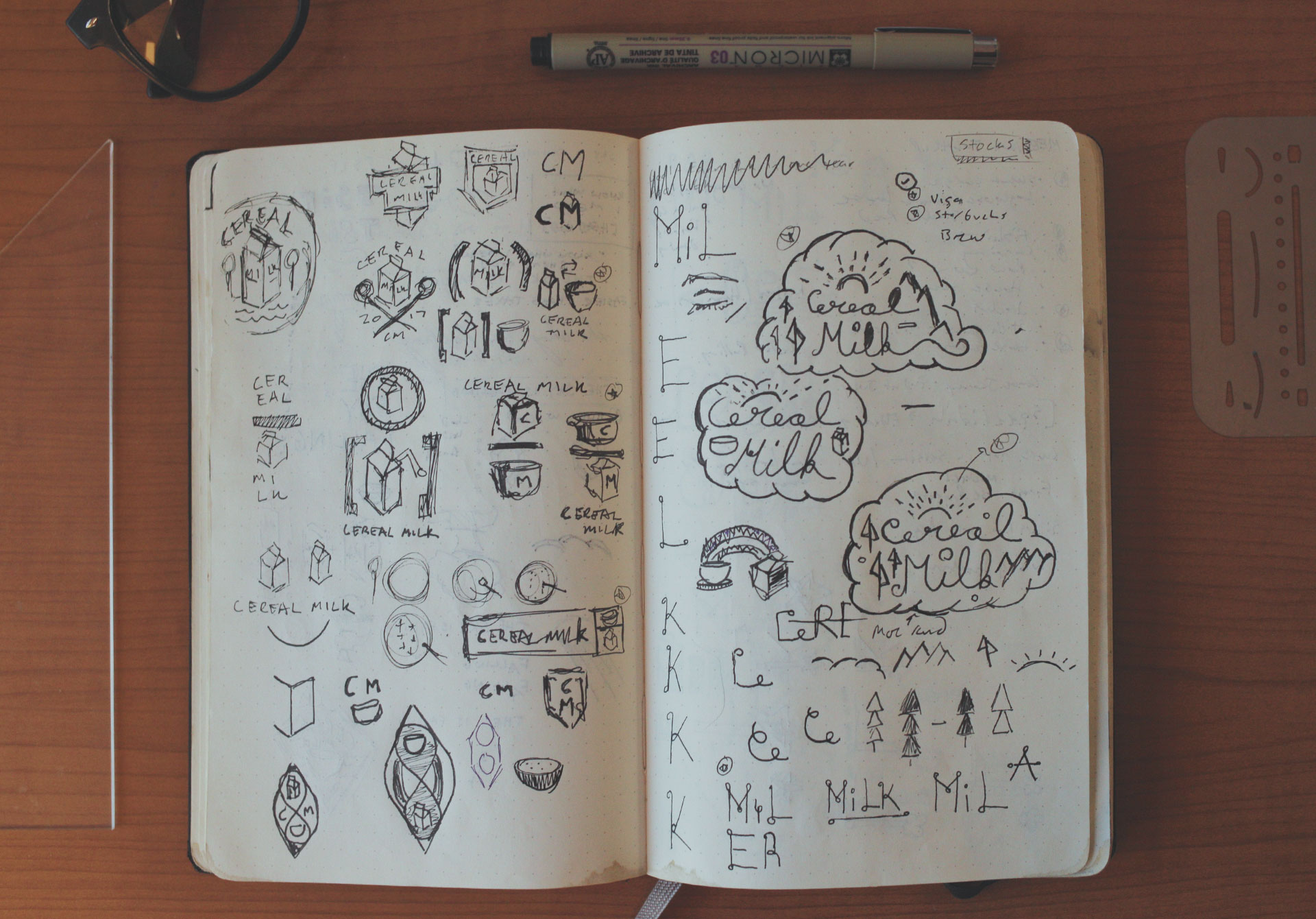 cereal milk logo sketch mockup