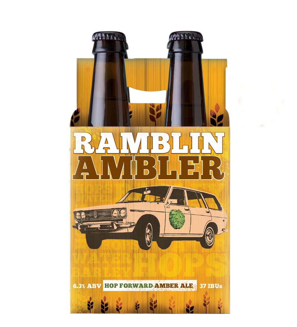 ramblin ambler beer 4 pack mockup